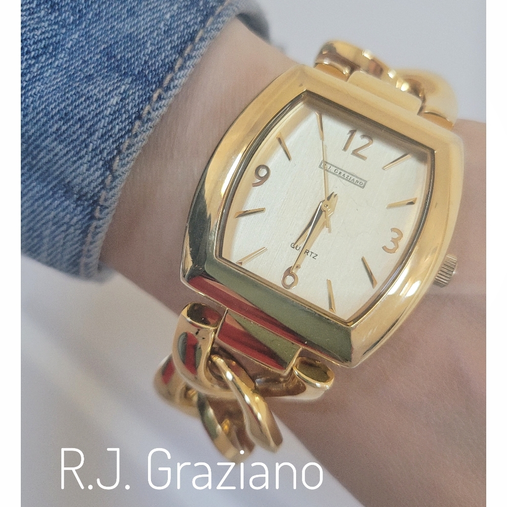 R.J. GRAZIANO Gold Watch , Chain links,  Stainless